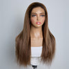 Perruque Lisse Balayage Marron 13x4 HD Dentelle Suisse 20 Pouces Ligne de Cheveux Naturelle & Baby Hair