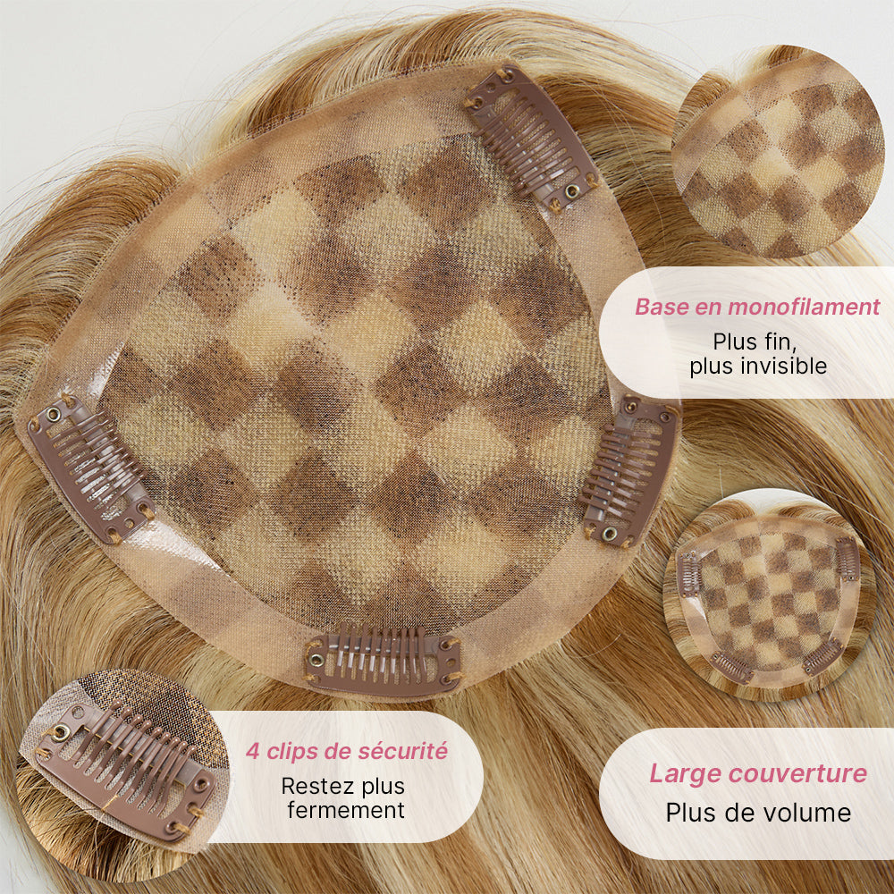 Postiche Top Piece Balayage 8/613 - Dentelle 5x5 - Coupe Dégradée Fluide Hair Topper (Non Perruque)