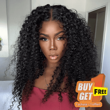 𝑩𝒖𝒚 1 𝑮𝒆𝒕 1 𝑭𝒓𝒆𝒆💥Volumineuse Glueless Bonnet Réglable 7x5 Sans Colle Deep Curly 280 Densité