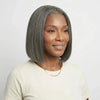 🔥𝘿𝙀𝙍𝙉𝙄𝙀̀𝙍𝙀 𝙐𝙉𝙄𝙏𝙀́ Boss Mature Lisse Confidence Elegance Bob Couleur Lin Gris 13x4 Dentelle Perruque Cheveux Humains