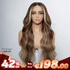 Style Charmant Glueless Luxe Couche 13x4 Highlight Perruque Sans Colle Ondulé 250% Densité