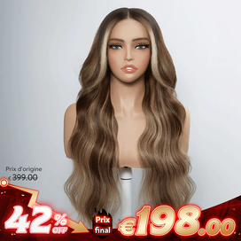 Style Charmant Glueless Luxe Couche 13x4 Highlight Perruque Sans Colle Ondulé 250% Densité