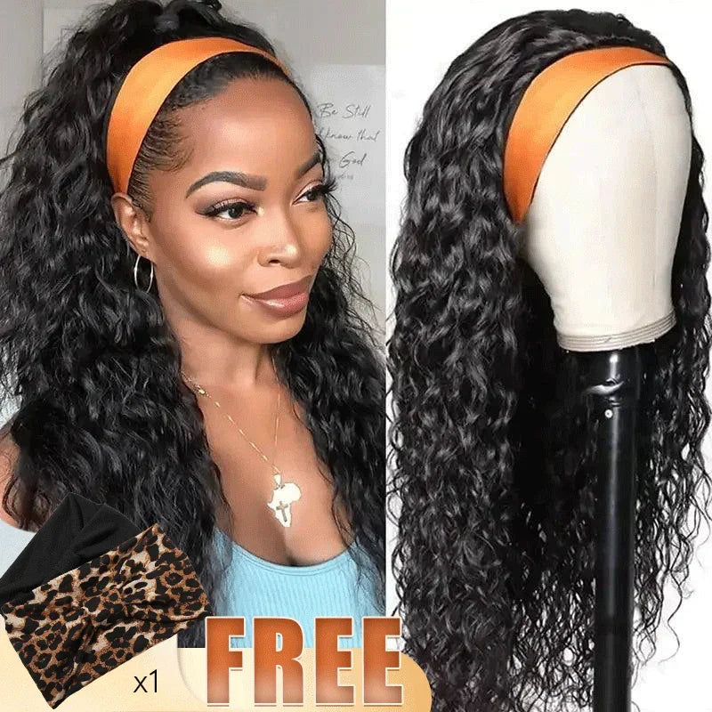 Adapté Aux Débutants Glueless Bandeau Water Wave Perruque Cheveux Humains