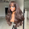 Doux Et Brillant Glueless Sans Nœud Couleur Brun Chocolat 4x4 Perruque Sans Colle Avec Frange