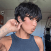 Coupe Pixie Chic Parisien  à Pointes Retournées Perruque Glueless Sans Colle
