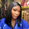 Bob Lisse Noir Super Double Drawn Perruque 5x5 Glueless à Cordon Cheveux Bruts