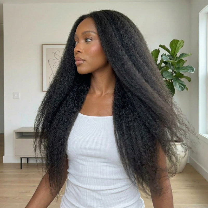 𝐏𝐫𝐞̂𝐭 𝐞𝐧 𝟐𝟒𝐡⚡Densité de 300 % Perruque 6X6 HD brésilienne cheveux humains Kinky Straight Lisse devant dentelle