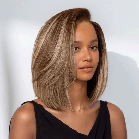 À La Mode Glueless Couleur Highlight 7x4 Pré-épilé Capuchon Réglable Perruque Sans Colle