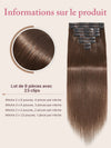9 Pièces Extensions De Cheveux à Clipser Brun Foncé En Cheveux Naturels 125 g