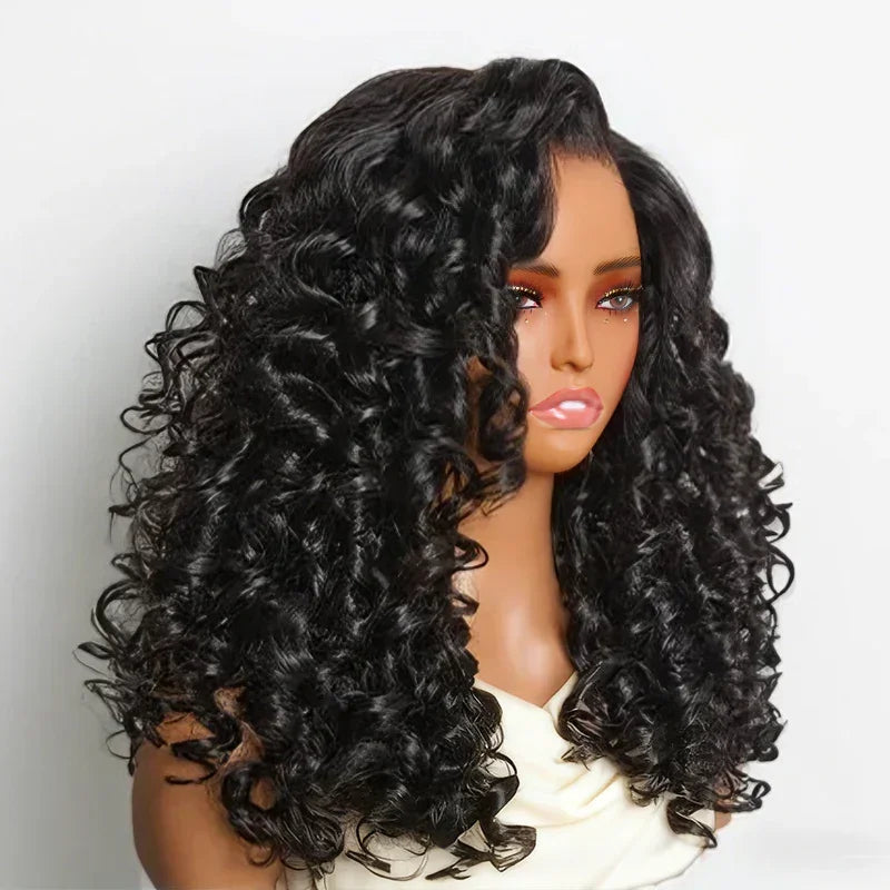 Volumineuse Et Fournie Glueless Couché 5x5 Perruque Sans Colle Boucles Rebondissantes 300% Densité