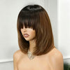 Châtain Naturel Perruque Bob Dégradé avec Frange Cheveux Humains 4x4 Glueless
