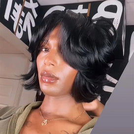 Carré Volume 90's Encadrant le Visage Lace 4x4 Glueless Look Naturel Cheveux Humains