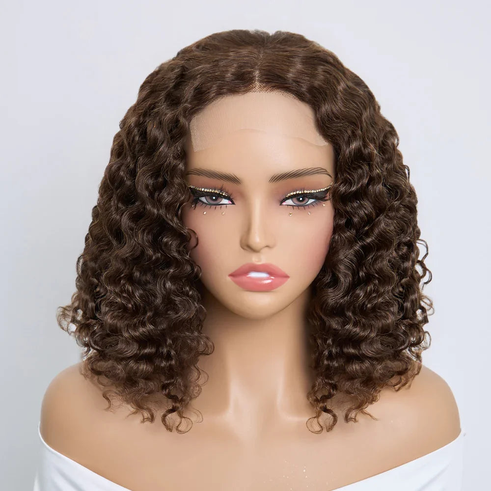 4x4 Volume de la Racine aux Pointes Bob Marron Deep Wave 300% Look Sans Effort Perruque