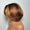 Chic Et Naturel Glueless Couches Couleur Highlight Bob 4x4 Perruque Sans Colle Ondulé 250% Densité