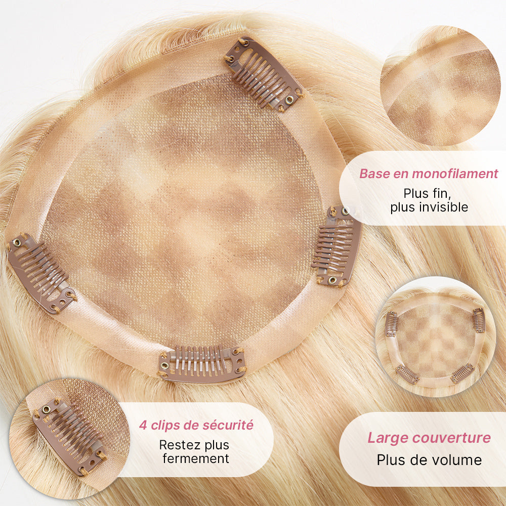 Postiche Top Piece Balayage 18/613 Complément capillaire Dentelle 5x5 Coupe Dégradée Fluide (Non Perruque)