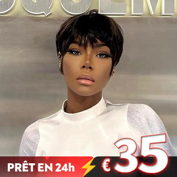𝐏𝐫𝐞̂𝐭 𝐞𝐧 𝟐𝟒𝐡⚡Glueless 3 Couleurs Pixie Perruque Court Naturel Perruque Sans Colle