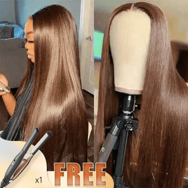 𝐋𝐚𝐬𝐭 𝟐 Texture Parfaite Glueless 9x6 Perruque Sans Colle Couleur Brun Chocolat Straight Cheveux Humains