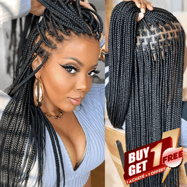 𝑩𝒖𝒚 1 𝑮𝒆𝒕 1 𝑭𝒓𝒆𝒆💥Perruque À Tresses En Boîte En Dentelle Intégrale Cheveux Synthétiques Qualité Supérieure 300% Densité