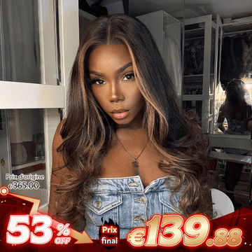 Glueless Luxe Couche 13x4 Highlight Perruque Sans Colle Ondulé Cheveux Humains Wear Go 250% Densité