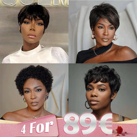 4 𝑭𝑶𝑹 €89🔥 Glueless Sans Effort Facile À Porter Pixie Bob Perruque Sans Colle
