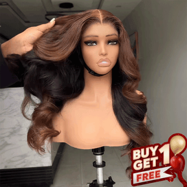 𝑩𝒖𝒚 1 𝑮𝒆𝒕 1 𝑭𝒓𝒆𝒆💥Glueless Sans Nœud Couleur Brun Ombré 4x4 Perruque Sans Colle Body Wave 250% Densité