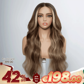 Style Charmant Glueless Luxe Couche 13x4 Highlight Perruque Sans Colle Ondulé 250% Densité