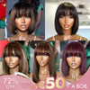 €𝟓𝟎/𝐁𝐨𝐛🔥Soyeux Glueless Bob Perruque 5 Couleur Lisse Avec Frange Prix De Gros D'usine