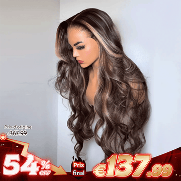 Brillant Glueless 13x4 Couleur Highlight Perruque Sans Colle Body Wave Cheveux Humains