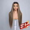 𝑩𝒖𝒚 1 𝑮𝒆𝒕 1 𝑭𝒓𝒆𝒆💥Chic Parisien Glueless 13x4 Ombre Highlight Perruque Sans Colle Lisse 250% Densité