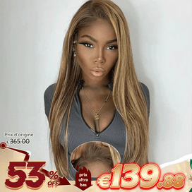 Facile à Porter Résistant Glueless 13x4 Couleur Highlight #4/27 Perruque Sans Colle Lisse