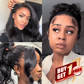 𝑩𝒖𝒚 1 𝑮𝒆𝒕 1 𝑭𝒓𝒆𝒆💥 360 Perruque Dentelle Frontale Casquette À Cordon Flexi-Fit Invisible Body Wave