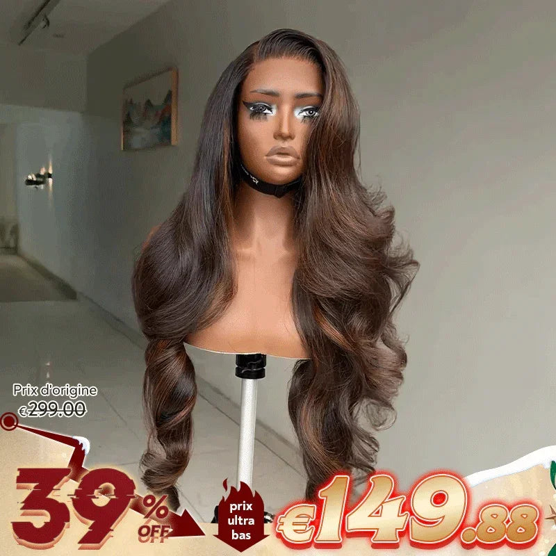 Glueless Couleur Marron Highlight 7x4 Nœuds Blanchis Capuchon Réglable Perruque