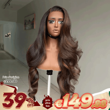 Glueless Couleur Marron Highlight 7x4 Nœuds Blanchis Capuchon Réglable Perruque