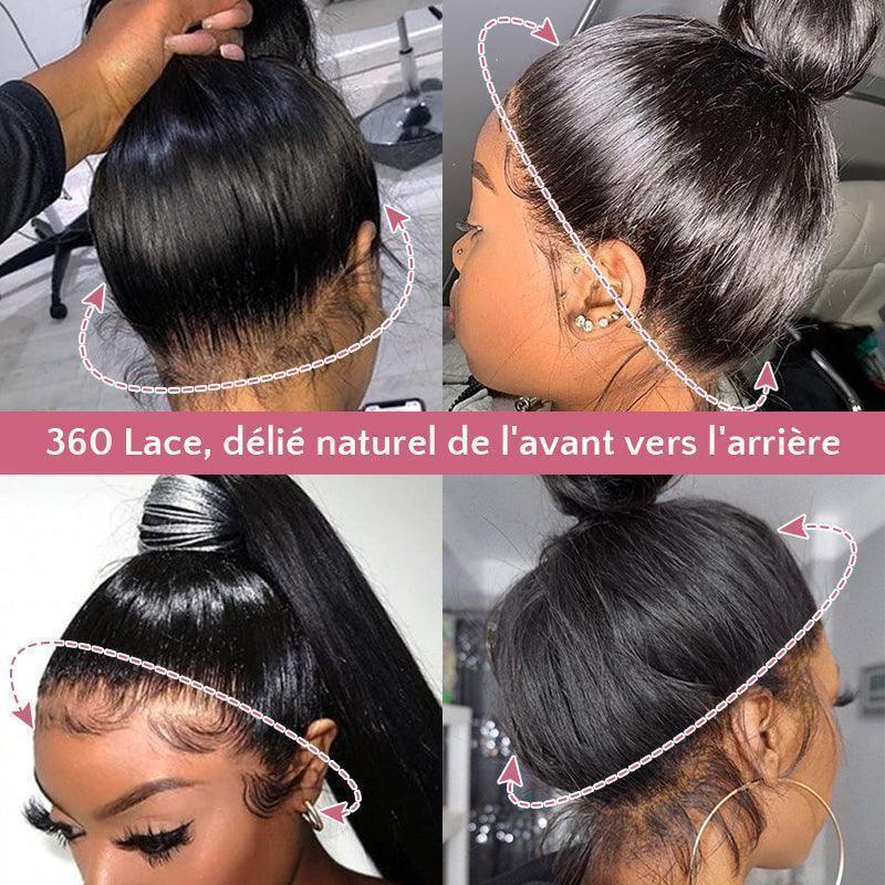 360 Perruque Frontal Dentelle Brésilien Cheveux Humains Lisse - SHINE HAIR