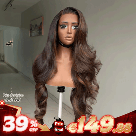 Glueless Couleur Marron Highlight 7x4 Nœuds Blanchis Capuchon Réglable Perruque