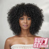𝑩𝒖𝒚 1 𝑮𝒆𝒕 1 𝑭𝒓𝒆𝒆💥 Glueless Coupe Loup Hirsute Bob Perruque Courte Afro Bouclée Sans Colle Avec Franges