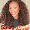 13x4 Glueless Intemporel Couleur Brun Chocolat Bouclés Perruque Sans Colle