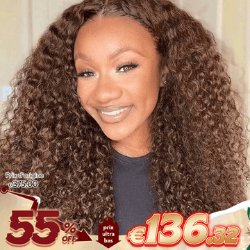 13x4 Glueless Intemporel Couleur Brun Chocolat Bouclés Perruque Sans Colle