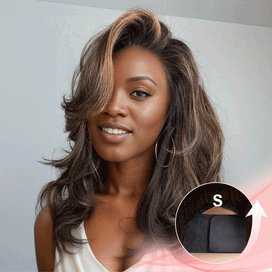 Glueless Couche Couleur Brun Foncé Avec Reflets Blonds 7x4  Perruque Sans Colle