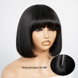 Silk Top Wig Glueless Cuir Chevelu Respirant Bob Mignon Perruque Sans Colle Lisse