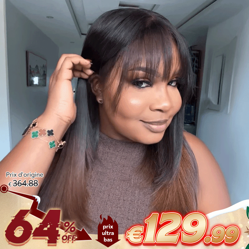 Glueless Mèches Brun Couleur 13x4/4x4 Perruque Sans Colle Cheveux Humains Lisse