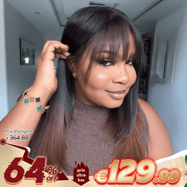 Glueless Mèches Brun Couleur 13x4/4x4 Perruque Sans Colle Cheveux Humains Lisse