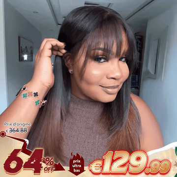 Glueless Mèches Brun Couleur 13x4/4x4 Perruque Sans Colle Cheveux Humains Lisse