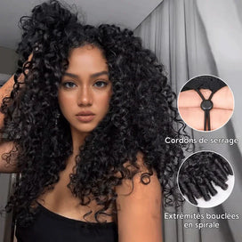 🔥4 In 1 Half Wig Adapté Aux Débutants Bouclée Birmane Demi-Perruque À Cordon Serrage Flexi-Fit 250% Densité