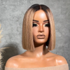 Glueless Couleur Ombré Blond Avec Des Reflets Bruns Bob Blunt 4x4 Perruque Sans Colle Lisse