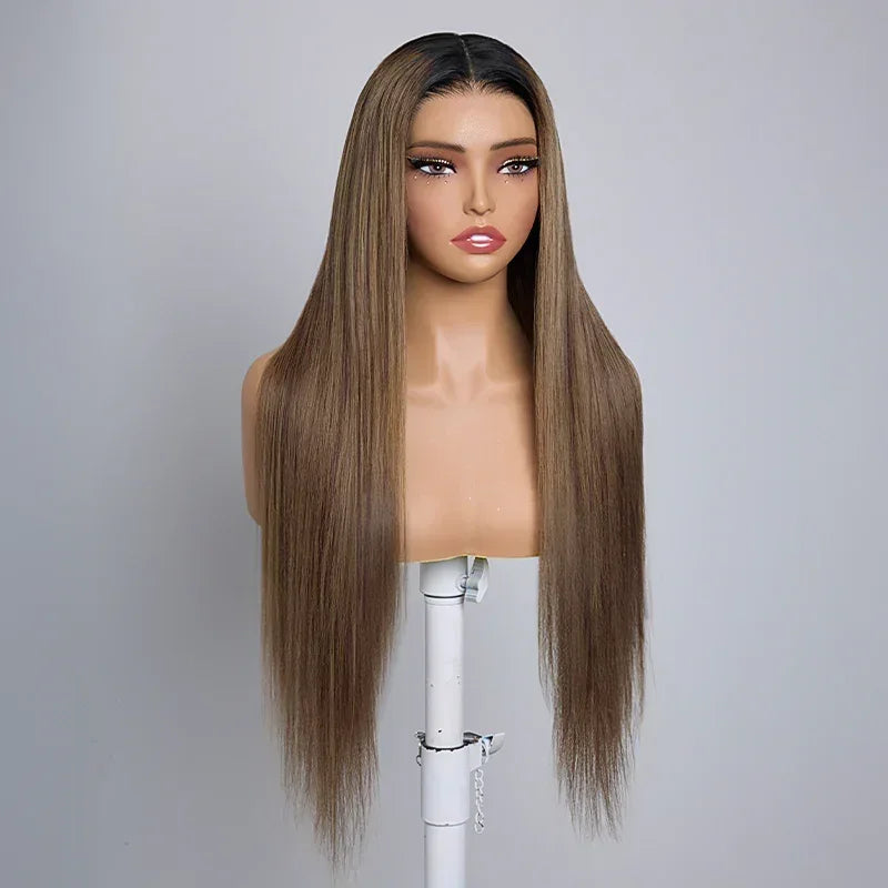 Chic Parisien Glueless 13x4 Ombre Highlight Perruque Sans Colle Lisse 250% Densité