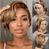 2 𝑭𝑶𝑹 €69🔥Perruque 13×1 Lace Pixie Cut Bouclée +Noir/ Blonde Mélangé Noir/#4-27 Pixie/Ombre Blonde Pixie