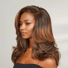 Guleless Pré-Couche Coupe Perruque 13x4 Couleur Mèches Brun Bob Sans Colle Ondulé Longueur Épaule