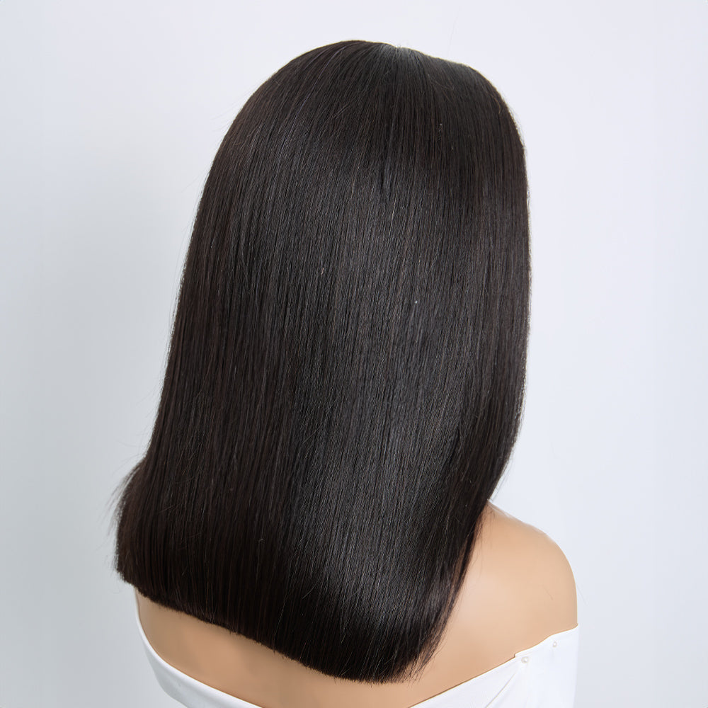 Perruque Bob Lisse Noir 9x6 Sans Colle Cheveux Vietnamiens SDD Raie sur le Côté