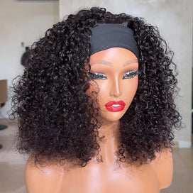 Perruque Bob Headband Cheveux Humains Brésiliens Bouclés Volumineux Perruque Courte